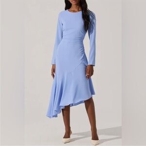 ASTR Long Sleeve Asymmetrical Hem Dress